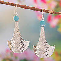 Quartz dangle earrings, 'Oceanic Tumi'