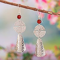 Agate dangle earrings, 'Vibrant Amulet'