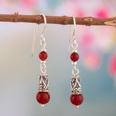Agate dangle earrings, 'New Balance' - Sterling Silver Dangle Earrings with Natural Agate Stones