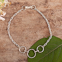 Sterling silver pendant bracelet, 'Endless Cycles' - Modern Sterling Silver Pendant Bracelet Crafted in Peru