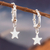 Sterling silver hoop earrings, 'Star Center' - Sterling Silver Hoop Earrings with Dangle Star Pendants (image 2) thumbail