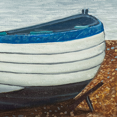 'Boat II' - Oil on Canvas Realistic Seascapes Painting from Peru