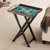Reverse painted glass folding tray table, 'Colonial Night' - Handmade Reverse Painted Glass and Wood Folding Table (image 2) thumbail