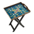 Reverse painted glass folding tray table, 'Colonial Night' - Handmade Reverse Painted Glass and Wood Folding Table thumbail
