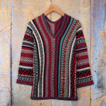 Alpaca blend sweater, 'Fall Style' - V-Neck Alpaca Blend Sweater with Kimono-Style Sleeves