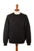Men's 100% alpaca sweater, 'Night Rhombus' - Men's 100% Alpaca Sweater with Black Geometric Pattern (image 2a) thumbail