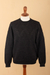 Men's 100% alpaca sweater, 'Night Rhombus' - Men's 100% Alpaca Sweater with Black Geometric Pattern (image 2b) thumbail