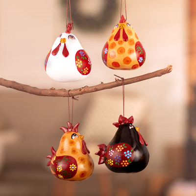 Dried gourd ornaments, Chatty Friends (set of 4)