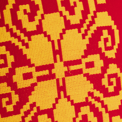 Kissenbezug aus Baumwollmischung, (18 Zoll) - 18 Zoll roter Kissenbezug aus Baumwollmischung, handgewebt in Peru