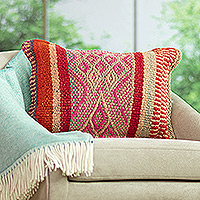 Wool cushion cover, 'Warm Mountains' - Multicolor Andean Patterned Wool Cushion Cover from Peru