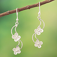 Sterling silver dangle earrings, 'Floral Winds'