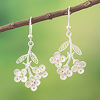 Sterling silver dangle earrings, 'Heaven's Bouquet'