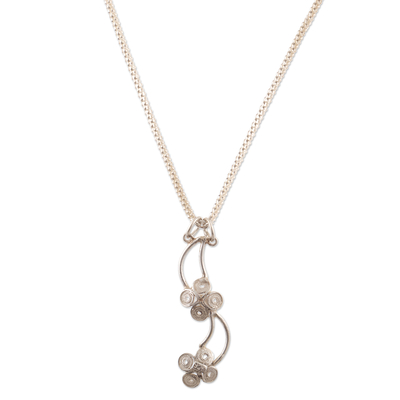 Collar colgante de plata esterlina - Collar con colgante floral de plata de ley con acabado pulido