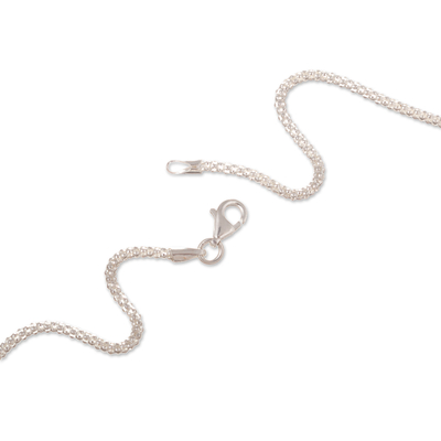Collar colgante de plata esterlina - Collar con colgante floral de plata de ley con acabado pulido