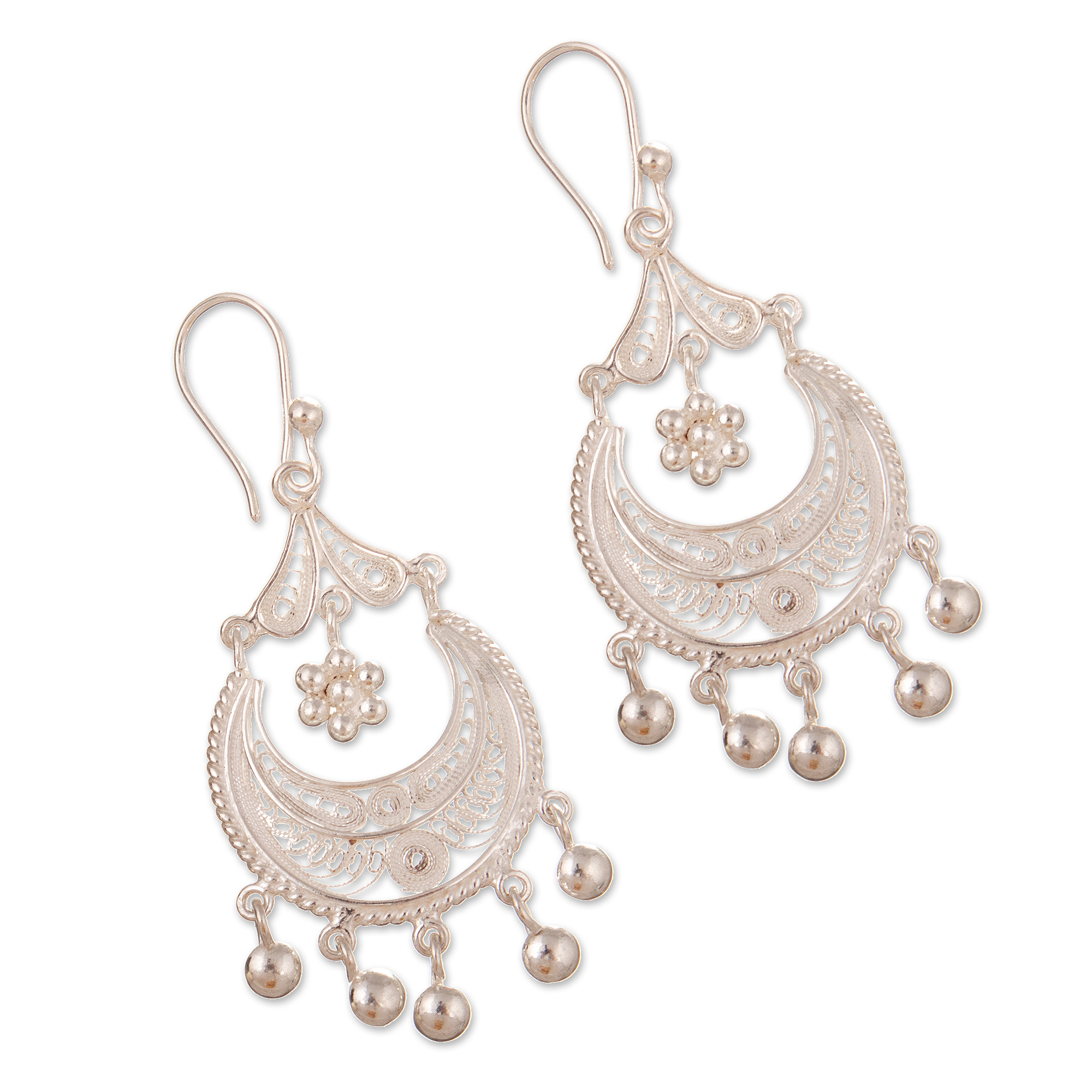 Polished Sterling Silver Filigree Chandelier Earrings - Northern ...