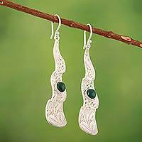 Chrysocolla filigree dangle earrings, 'Chic Cascade' - Sterling Silver Filigree Dangle Earrings with Chrysocolla