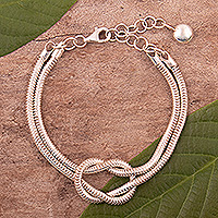 Sterling silver wristband bracelet, 'Infinity Knot Style'
