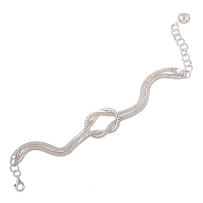 Sterling silver wristband bracelet, 'Infinity Knot Style' - Unisex Sterling Silver Infinity Knot Wristband Bracelet