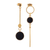 Gold-plated onyx dangle earrings, 'Golden Modernity' - 18k Gold-Plated Modern Dangle Earrings with Onyx Cabochons thumbail