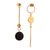 Gold-plated onyx dangle earrings, 'Golden Modernity' - 18k Gold-Plated Modern Dangle Earrings with Onyx Cabochons (image 2b) thumbail