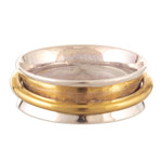 Gold-accented meditation ring, 'Heavenly Aura' - Sterling Silver Meditation Ring with 18k Gold-Plated Hoop
