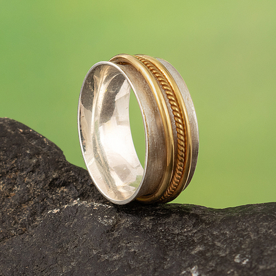 Gold-accented meditation ring, Glance at Saturn