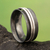 Sterling silver meditation ring, 'Glance at the Eclipse' - Dark-Toned Meditation Ring with Shiny Sterling Silver Hoops (image 2) thumbail