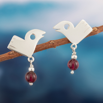 Garnet dangle earrings, Firebird