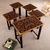 Wood and leather accent tables, 'Firebirds' (set of 5) - Set of 5 Accent Tables Handmade from Wood and Leather (image 2) thumbail