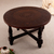 Wood and leather coffee table, 'Tropical Scents' - Round Coffee Table Handmade from Wood and Embossed Leather (image 2b) thumbail