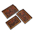 Wood and leather trays, 'Golden Nature' (set of 3) - Set of 3 Trays Handmade from Wood and Embossed Leather thumbail