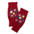 Alpaca blend fingerless mittens, 'Red Floral Passion' - Knit Red Alpaca Blend Fingerless Mittens with Little Blooms