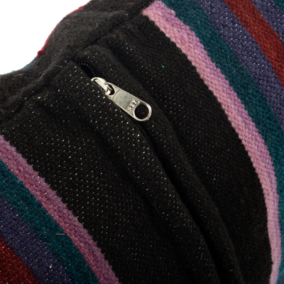 Kissenbezug aus Wolle, „Geometrischer Stil“ – Mehrfarbiges handgewebtes Wollkissen mit geometrischen Motiven