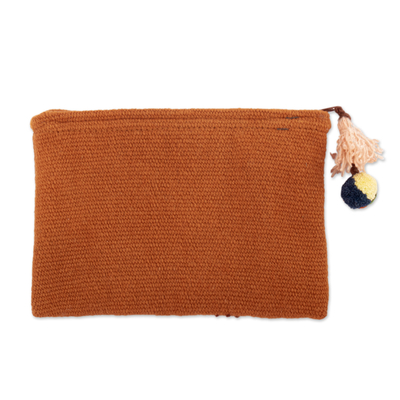100% alpaca cosmetic bag, 'Classic Andes' - 100% Alpaca Cosmetic Bag with Classic Embroidered Details