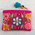 100% alpaca cosmetic bag, 'Garden of Flowers' - Hand-Woven 100% Alpaca Cosmetic Bag with Floral Embroidery
