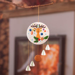 Ceramic wall art, 'Dreamy Rudolph' - Christmas Reindeer Ceramic Wall Art Handcrafted in Peru