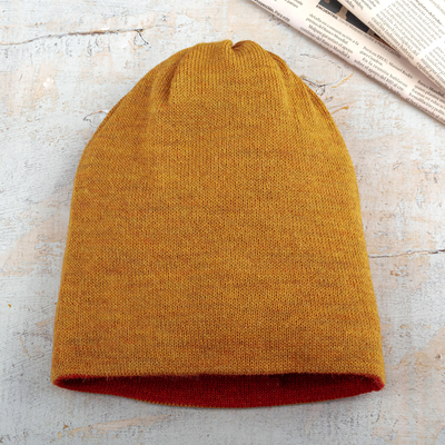 Reversible 100% baby alpaca hat, Warm Trends