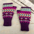 100% alpaca fingerless mittens, 'Purple Empire' - Handloomed Andean Purple Alpaca Fingerless Mittens from Peru thumbail