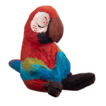 Wood sculpture, 'Scarlet Meditation' - Hand-Carved Cedar Wood Scarlet Macaw Sculpture from Peru