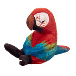 Wood sculpture, 'Scarlet Meditation' - Hand-Carved Cedar Wood Scarlet Macaw Sculpture from Peru