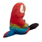 Wood sculpture, 'Scarlet Meditation' - Hand-Carved Cedar Wood Scarlet Macaw Sculpture from Peru