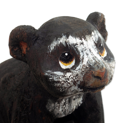 Wood sculpture, 'Andean Gaze' - Hand-Carved Cedar Wood Sculpture of an Andean Bear from Peru