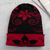Mütze aus Alpaka-Mischung - Mütze aus purpurroter und schwarzer Alpakamischung mit Blumenmuster und weicher Textur
