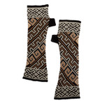 100% baby alpaca fingerless mitts, 'Serpents and Waves' - Knit 100% Baby Alpaca Fingerless Mitts Crafted in Peru