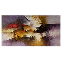'Símbolo de la pureza' - Pintura al óleo abstracta firmada sin estirar de la paloma