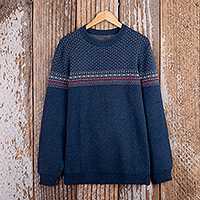 Suéter tipo jersey para hombre, 'Estilo nórdico' - Suéter tipo jersey de acrílico y algodón para hombre en una paleta fresca