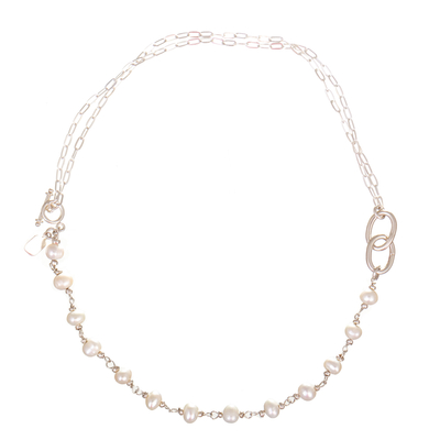 Halskette aus Zuchtperlen - Halskette aus Sterlingsilber und Zuchtperlen aus Peru