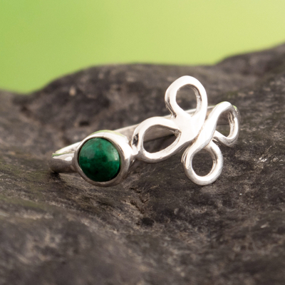 Chrysocolla single stone ring, Green Fantasy