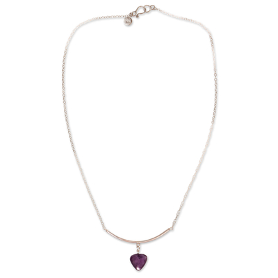 Amethyst pendant necklace, 'Magic in Purple' - Sterling Silver Necklace with Amethyst Pendant from Peru