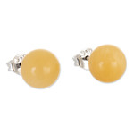 Calcite stud earrings, 'Sparkling Sun' - Sterling Silver Stud Earrings with Calcite Stone from Peru